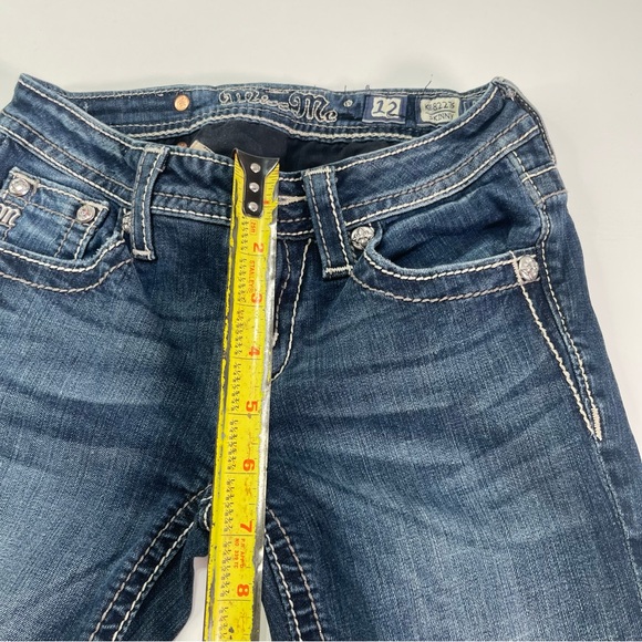 Miss Me Girls Youth 12 Skinny Denim Blue Jeans Pink Embroidery RhinestoneKE8247S - Picture 6 of 11